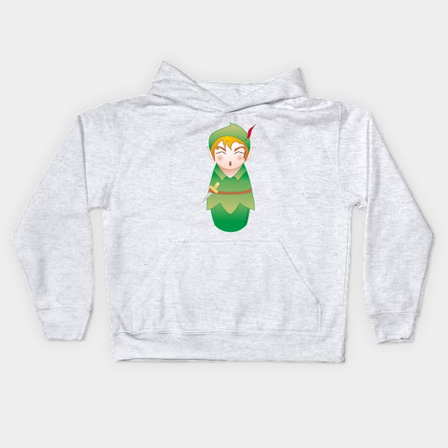 Kokeshi Peter Pan Kids Hoodie by Pendientera